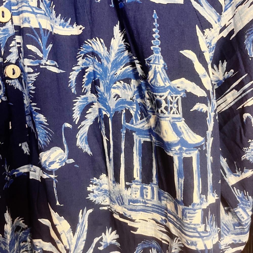 J.McLaughlin Maxi Dress Womens M Blue Filipa de Abreu Toile Cotton Long Sleeve‎ - Picture 4 of 11